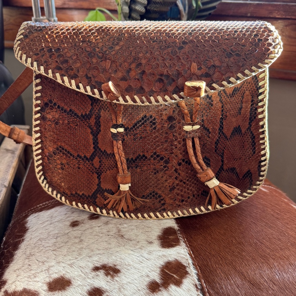 Vintage Handmade Snakeskin Bag‎
